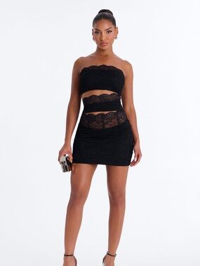 Black Lace Mini Dress - Sleek Women's Evening dress